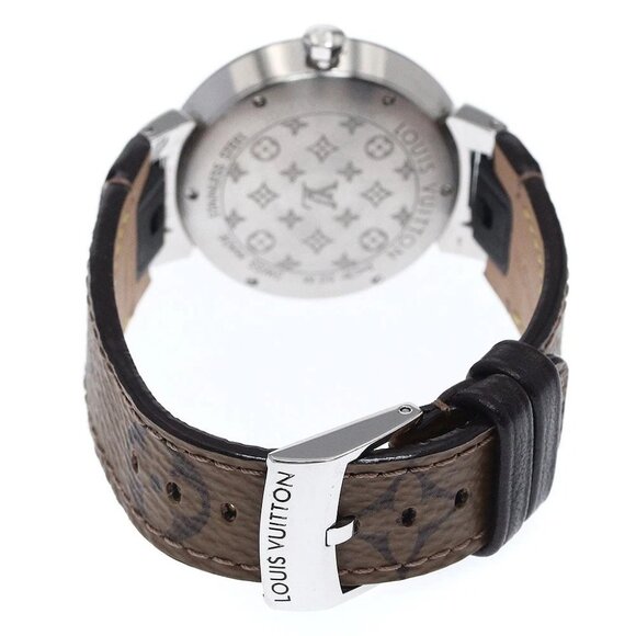 LOUIS VUITTON Tambour Q13ML Diamond Bezel Silver Dial Quartz Ladies Watch - Picture 3 of 11